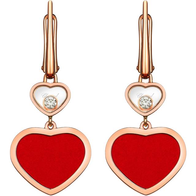 Chopard Rose Gold and Diamond Happy Hearts Earrings - One size
