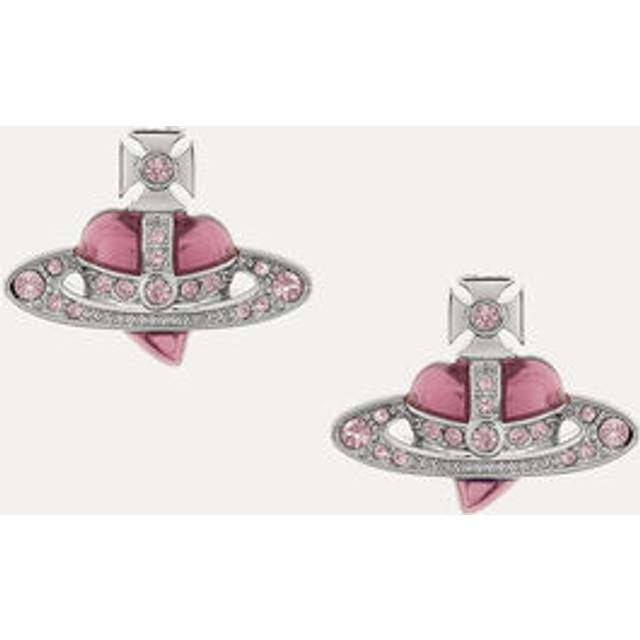 Womens Vivienne Westwood Jewellery New Diamante Heart  Platinum-Plated Brass and Crystal Earrings