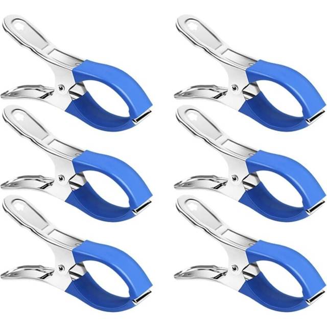 6 Pack Stainless Steel Pool Cover Clips Windproof and Scratch Resistant for Above Ground Hard Edge Pools (6 Pcs, Blue)