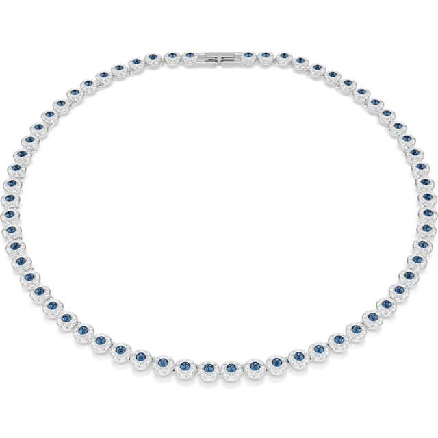 Una Angelic Tennis necklace, Round cut, Blue, Rhodium plated - OS