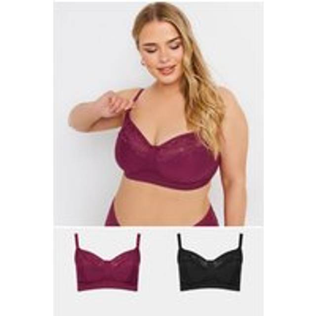 Yours 2 Pack Plus Size Red & Black Nonpadded Nonwired Bras Size 44F