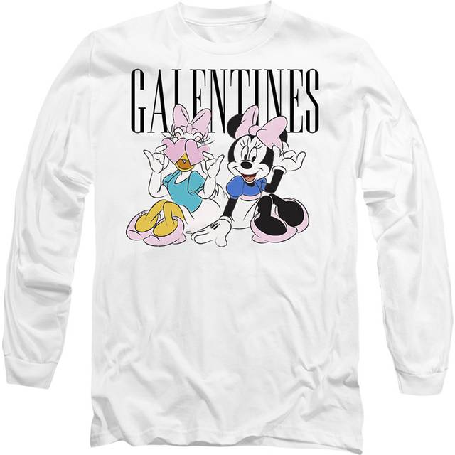 Minnie Mouse And Daisy Galentines Valentine's Day Long Sleeve T-Shirt, White - XXL