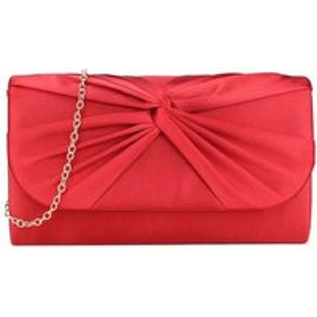 Womens Ruched Satin Clutch - Red - One Size