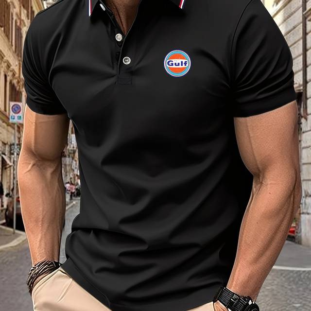 TEMU Men's Gulf Logo Pattern Summer Casual Shirt