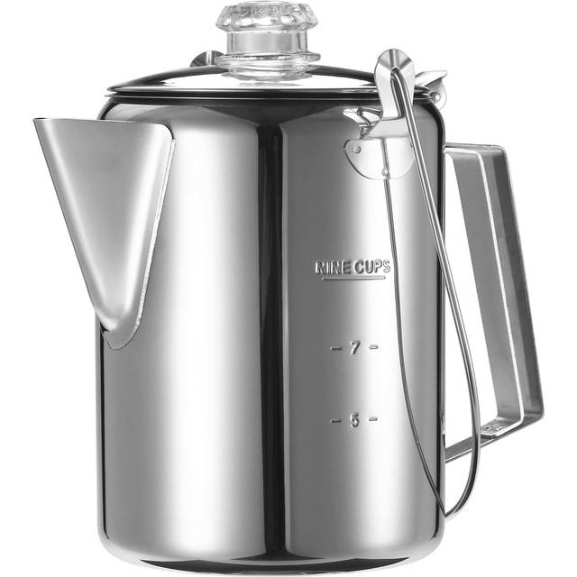 1,2L utomhus 9 koppar rostfritt stål perkolator kaffekanna Kaffebryggare för camping hemma kök 1.2L