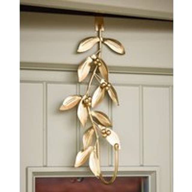 Gold Finish Mistletoe Over Door Christmas Decoration Wreath Hanger Hook - One Size