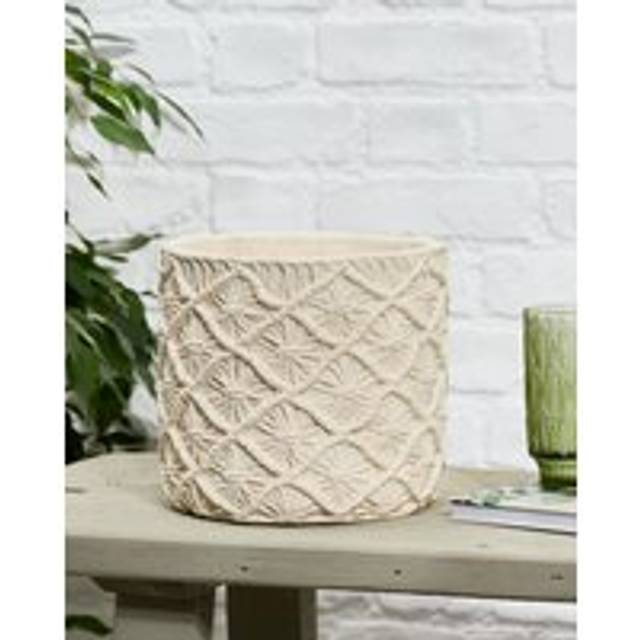Vintage Style Large Braided Style Indoor Flower Pot Outdoor Garden Planter (Dia) 21cm, (H)22.5cm - Grey