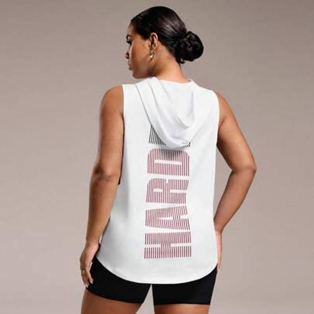 SHEIN Plus Size Letter Print Hooded Sports Tank Top