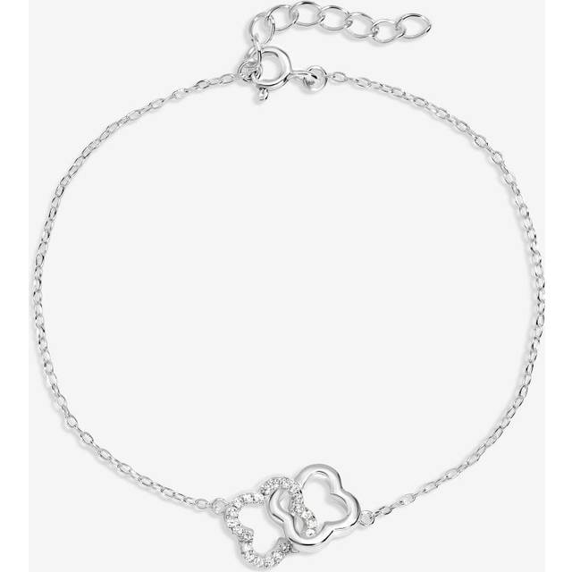 Simply Silver Simply Silver Sterling Silver 925 Pave Interlink Clover Bracelet