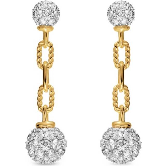 David Yurman - 18kt yellow gold Madison-link diamond drop earrings - women - 18kt Yellow Gold/Diamond - One Size