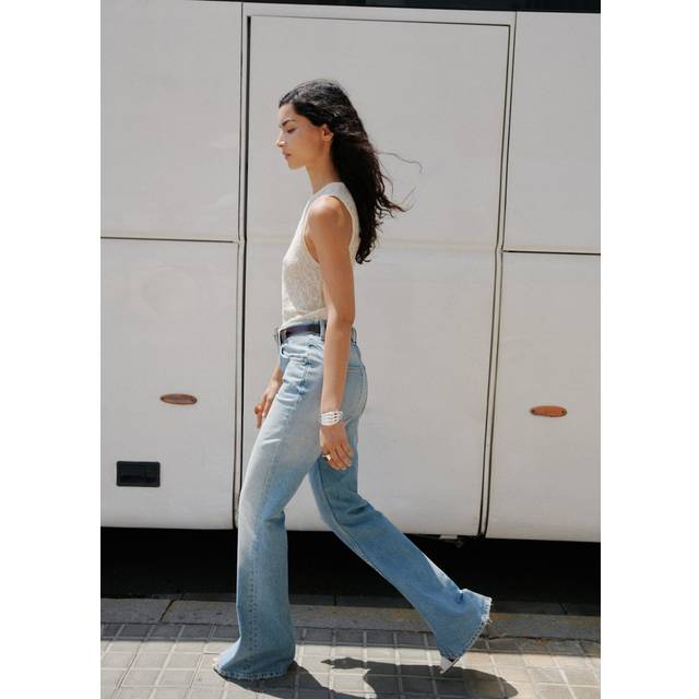 Mid-rise flared jeans medium blue - Woman - 10 - MANGO - Medium Blue