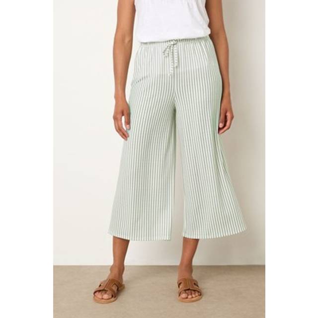 M&Co Sage Green Stripe Culottes 20 M&Co Womens - White