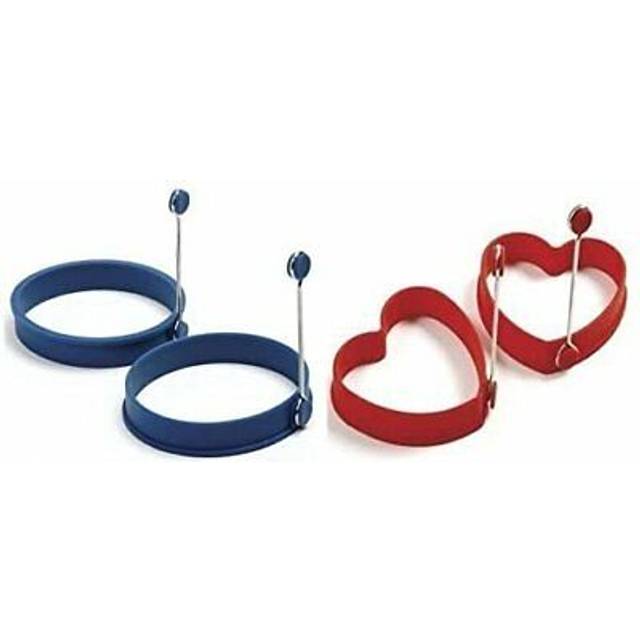 Norpro Silicone Egg Pancake Ring and Hearts (Red - Blue / 1 pair each)