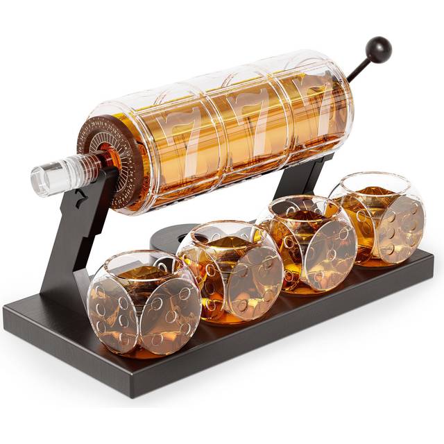 Whiskey Decanter Set, 50.7 Oz Whiskey Decanter Set With 4 Glasses - Clear (1.5L)