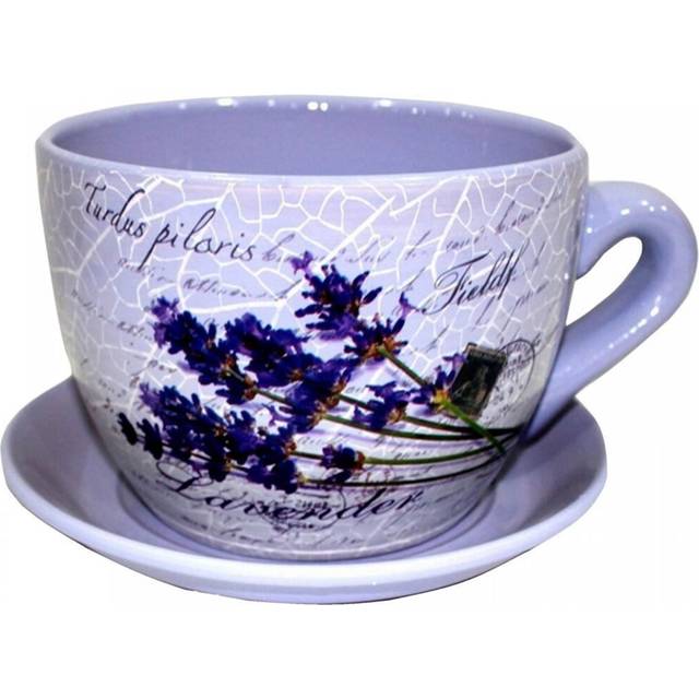 Gr8 Garden Giant Floral Purple Flower Design Tea Cup and Saucer Planter