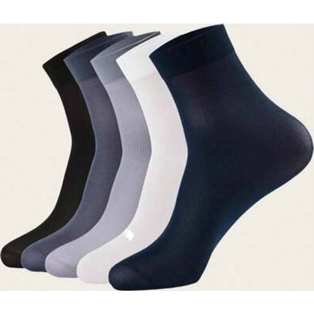 SHEIN 5 Pairs Of Summer Ice Silk Thin Multi Colored Men&#39;s Business Casual Short Stockings Bamboo Fiber Breathable Sweat Absorbing Socks Funny Socks Father D