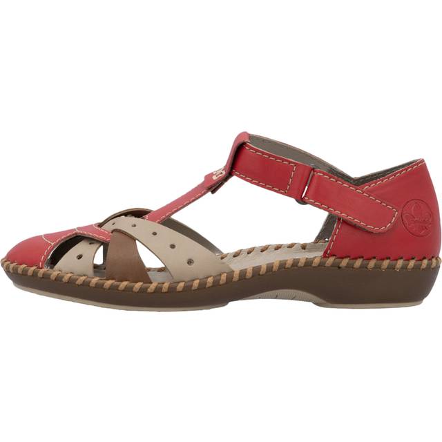 Rieker Hook & Loop Strap Fasten Pumps Red Multi Womens Uk 4 - 8