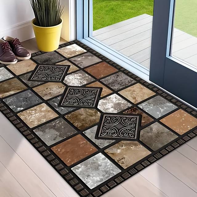 TEMU 1pc Outdoor Yard Indoor Door Mat, Velvet Material, Non-slip Bottom Back, Suitable For Entrance Doors, Bedroom Doors, Kitchen Doors, Bathroom Doors Multi-area Decorative Floor Mats