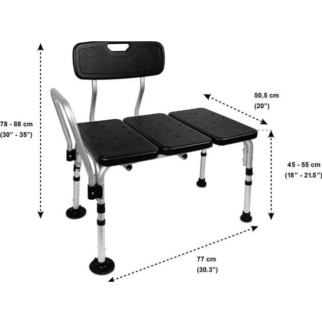 Bath transfer bench disabled bath chair elderly non slip bath seat black pepe