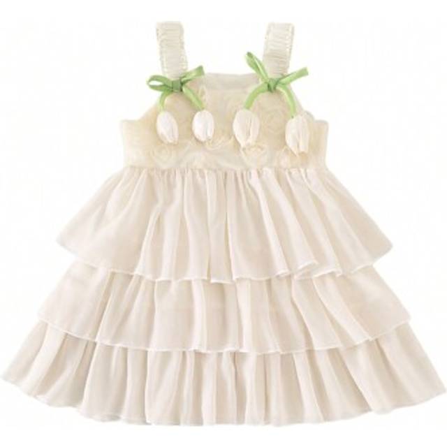 SHEIN Toddler Girls&#39; Sleeveless Floral Bowknot Multi - Layered Tutu Dress, Adorable For Every Party