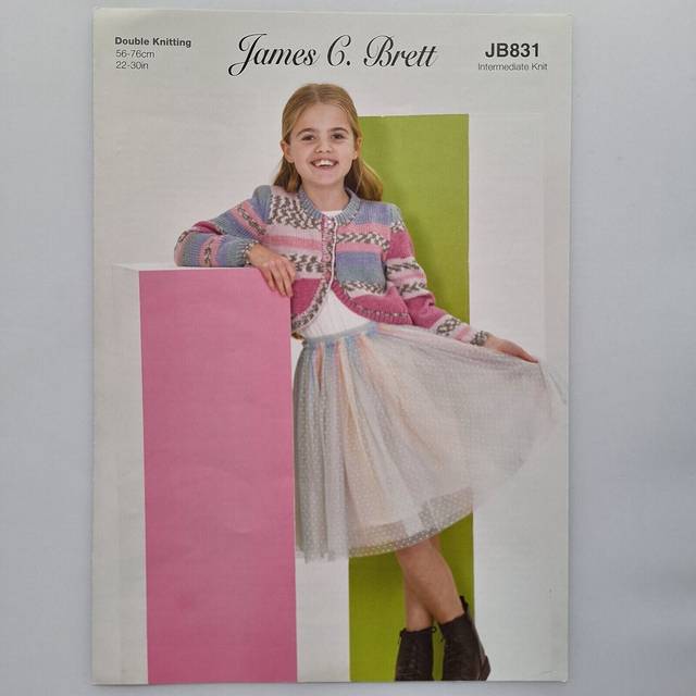 James Brett JB831 DK Knitting Pattern Girls Cropped Bolero Cardigan