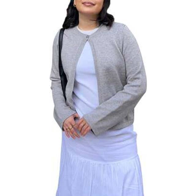 SHEIN Women&#39;s Fall Knit Cardigan Solid Color Long Sleeve One Button Open Front Fitted Sweater
