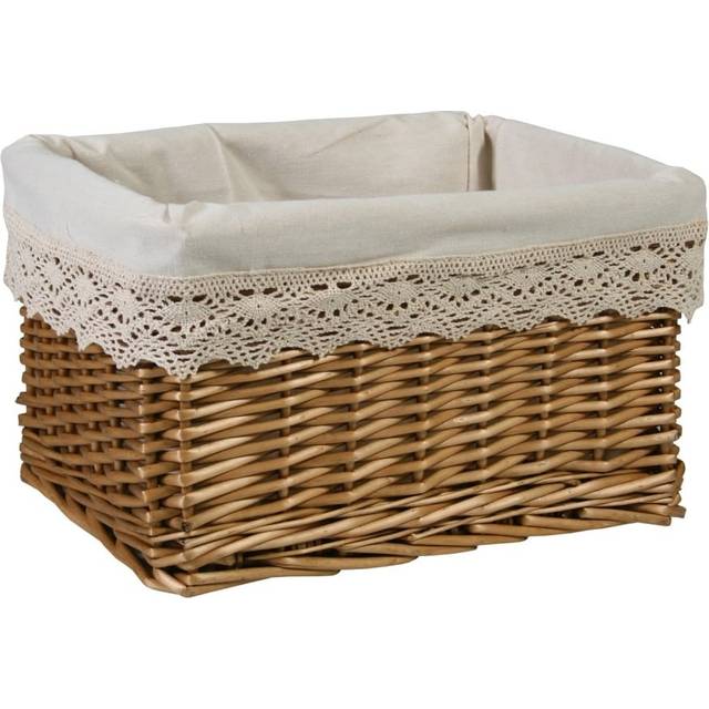 Korg MAX-3, 40x30xH24cm, väv, färg: ljusbrun, tyg med spets