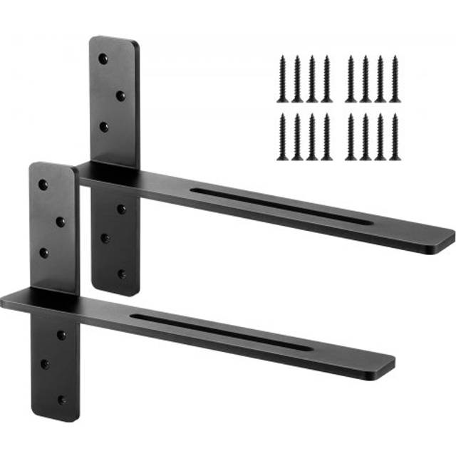 VEVOR T-hyllkonsoler 2 st, 90 kg viktkapacitet, 457,2 x 73,5 x 304,8 mm, massiva stålkonsoler för hyllor, bänkskivsstöd, flytande konsolbeslag med skruvar