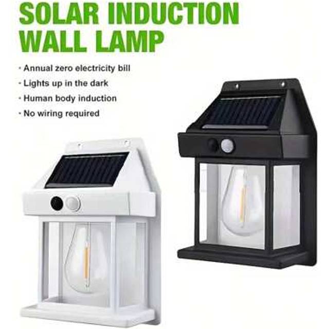 SHEIN 1pc Solar Powered Tungsten Wall Light, 3 Modes, Frosted Surface, Semi-Recessed, Non-Detachable, Plastic Lamp Cover, Waterproof, 400mAh Lithium Battery