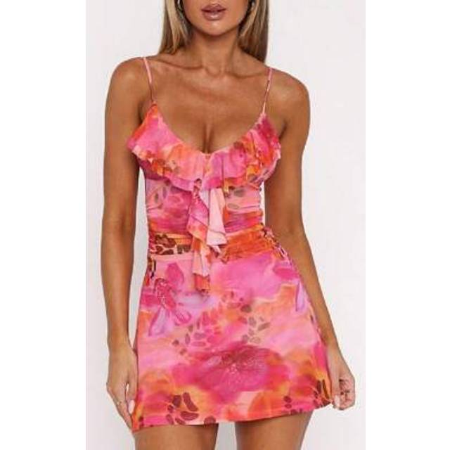 SHEIN Women Y2K Floral Mini Dress Boho Spaghetti Sleeveless Bodycon Cami Dress Going Out Short Dresses Beachwear