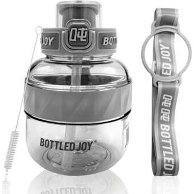 SHEIN Bottled Joy Gallon Kids Water Bottle With Straw, 37oz Water Bottle With Strap, 1.1L Bottle Joy Sports Water Jug, Tritan, Resuable Sports Water Bottle,