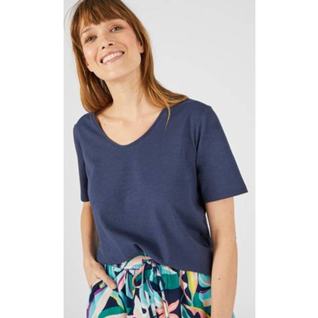 Eco scoop neck t-shirt damart women small items top v neck short sleeves