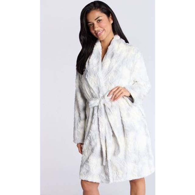 Boux avenue dressing gown women's fluffy ombre midi bath robe hooded nightwear