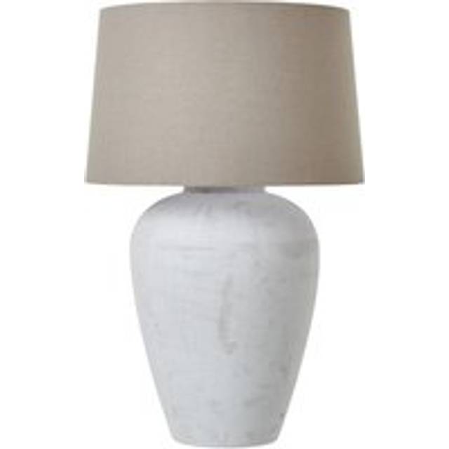 Athena Aged Tall Linen Table Lamp (UK Plug) - Stone - One Size