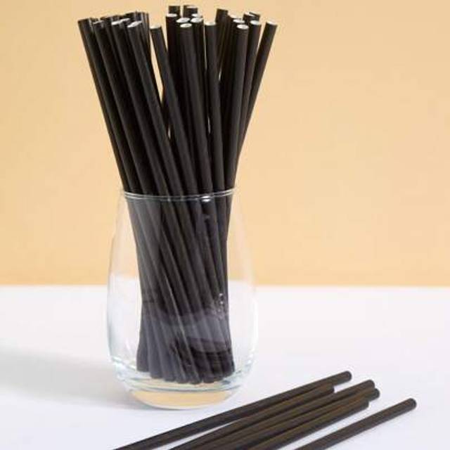 SHEIN 10/25/50/100pcs Black Paper Straws, Disposable Paper Straws, Candy Lollipop Sticks, Suitable For Cocktails, Birthday, BBQ, Events And Celebrations