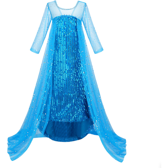 (110, COLOR 2) Girls Cosplay Princess Dress Elsa Halloween Birthday Long skirt dress 3-15 Years