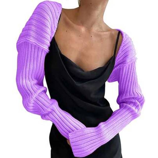 SHEIN Womens Bolero Shrug Sweater Long Sleeve Open Front Crop Cardigan Y2k Knit Top