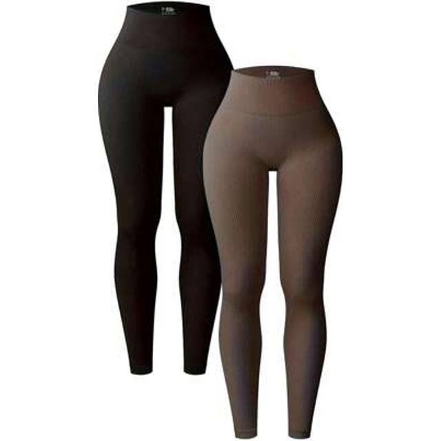 SHEIN 2pcs Women Yoga Leggings Ribbed Seamless Workout High Waist Athletic Pants