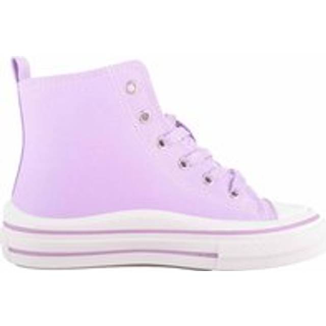 ABSOLUTE FOOTWEAR Women's Childrens Lace Up High Top Canvas Trainer with Platform Sole in Lilac | Size: 1