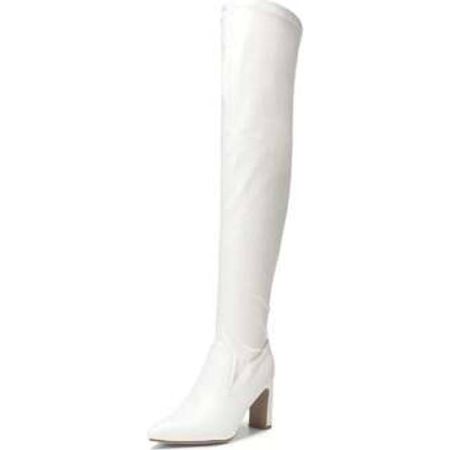 SHEIN Women&#39;s Over The Knee Stretch Thigh High Boots Chunky High Heels Pointed Toe Long Fall Boots