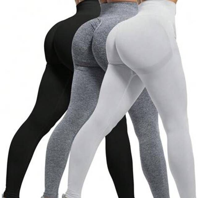 SHEIN 3 Piece Workout Leggings Sets For Women, Gym Scrunch Butt Butt Lifting Seamless Leggings