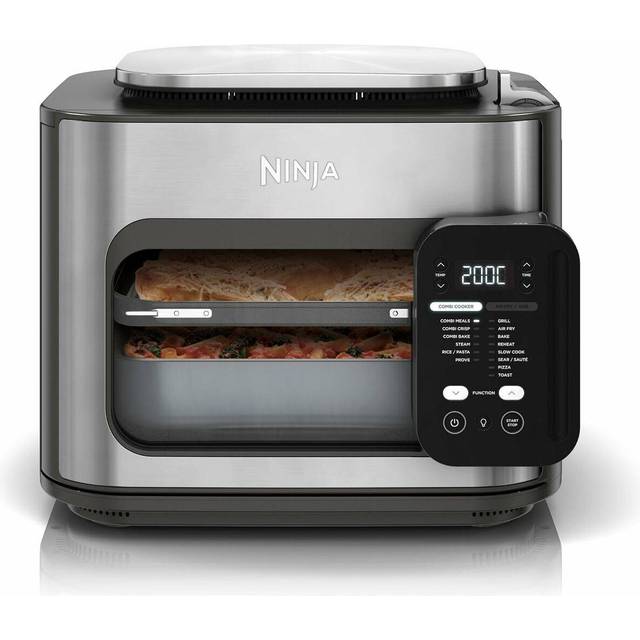 Ninja Combi 12-i-1 multikokare, Ugn & Luftfritös, 12 Matlagningsfunktioner, Familjestora måltider på 15 Minuter*, Inkluderar Bakplåt, Panna, & Receptbok, Grå, SFP700EU