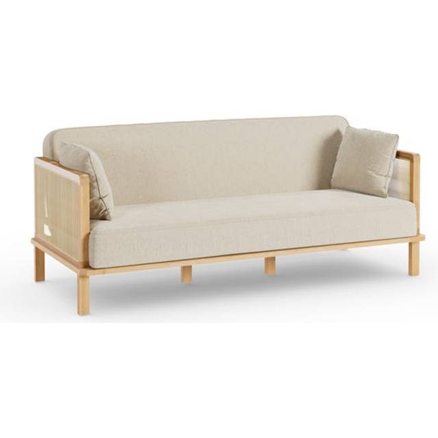 Lila Wicker and Flatweave Clic Clac Double Sofa Bed - Natural
