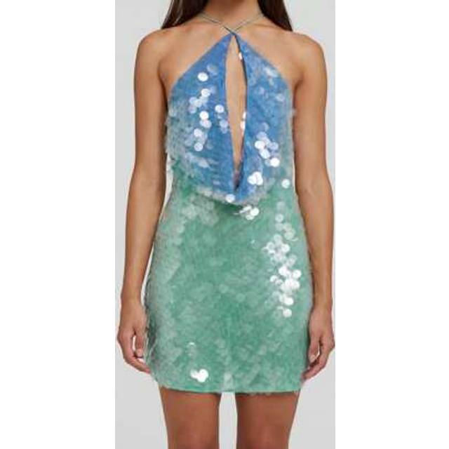 SHEIN Women&#39;s Backless Halter Neck Sequin Mini Dress - Party Clubwear Glitter Bodycon Skirt Evening Outfit