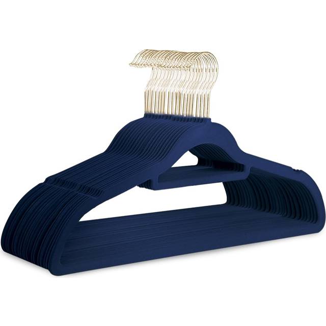 (Blue) KEPLIN Velvet Hangers 20 Pack  Non-Slip Clothes Hangers with Tie Bar & 360Â° Hook Durable & Sturdy,Wardrobe Organisers for Suits, Jackets & Clo