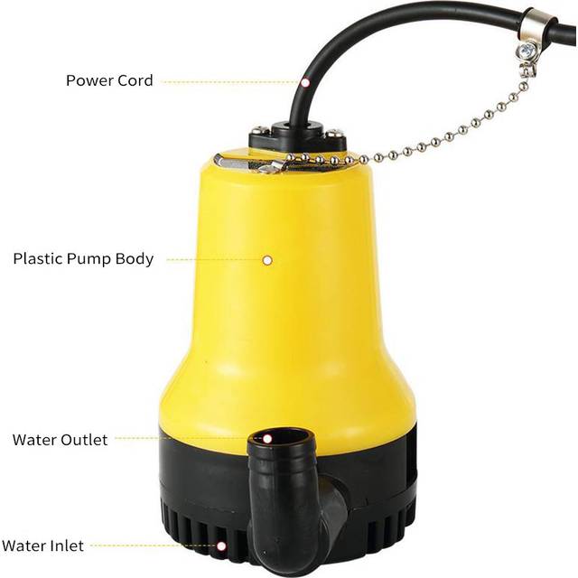 Submersible Water Pump, 24V Portable Electric Water Transfer Pump with Long Power Cord Sump Pump 24V yellow