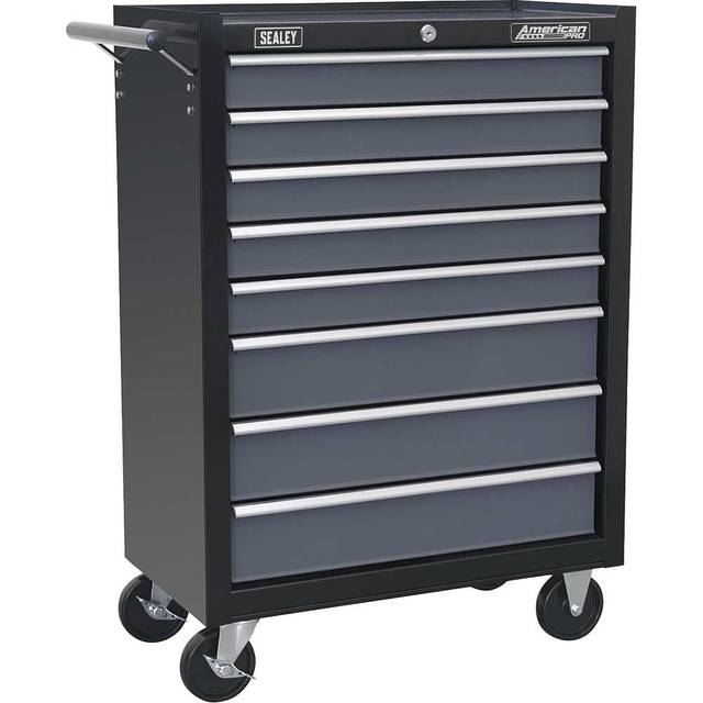 Sealey AP35TBCOMBO3 Rollcab 8 Drawer Ball-Bearing Slides - Black/Grey with 136pc Tool Kit