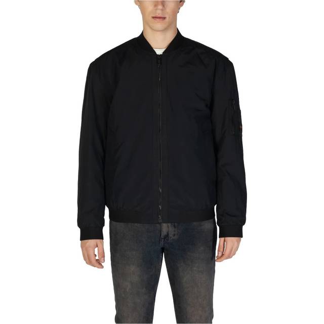 BOSS Orange Olmec Crinkled Shell Bomber Jacket - IT 46/S - Black