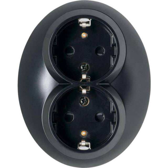 Dubbeluttag Renova 2Poler+J 16A 250V IP20 Svart Schneider Electric