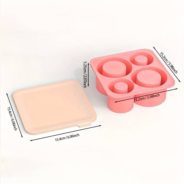 TEMU 1pc Silicone Ice Making Compartment, 4 Large Cylindrical Ice Molds With Lids, Lids And Storage Boxes, Easy To Demold, Suitable For Multiple Insulated Cups, Suitable For All Beverage
